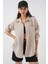Kadın Tek Cepli Oversize Müslin Gömlek 20353 - Taş 4