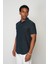 Navy Blue Regular Fit Kısa Kol Erkek Gömlek E1004 2