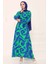 Desenli Kuşaklı Elbise Yesil - 27039 1