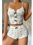Özel Örme Kumaş Kalp Baskılı Şortlu Pijama Takımı 2