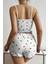 Özel Örme Kumaş Kalp Baskılı Şortlu Pijama Takımı 3
