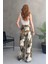 Çiçek Desenli Bol Pantolon Haki - 27237 4