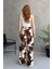 Çiçek Desenli Bol Pantolon Kahve - 27237 5