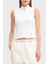 Pamuklu Slim Fit Fermuarlı Dik Yaka Logolu Top LV047C909GYAA Bayan Top LV047C909G Yaa 1