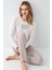 Kadın %100 Pamuklu Pijama Takım, Uzunkol, Cepli, Yazı Baskılı 2