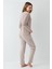 Kadın %100 Pamuklu Pijama Takım, Uzunkol, Cepli, Yazı Baskılı 4