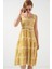 Kadın Desenli Askılı Midi Elbise 2577 - Sarı 3