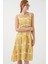 Kadın Desenli Askılı Midi Elbise 2577 - Sarı 4