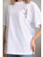 Unisex Baskılı Oversize T-Shirt - Beyaz 6