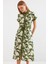 2455 Desenli Gömlek Elbise - Haki 8