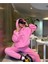 Nakış Işlemeli Üç Iplik Sweat Takım- Pembe 7