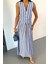 Keten Çizgili Yelek - Uzun Etek Takım - Mavi 4
