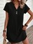 Kadın Kısa Kollu V Yakalı Düğmeli Müslim Kısa Elbise 4