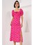 2387 Yırtmaç Detaylı Elbise - Fuşya 1