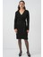 Kadın Kruvaze Yaka Triko Elbise 15928 - Siyah 2