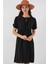 Kadın Bağcıklı Midi Elbise 2575 - Siyah 3