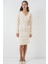 Kadın Kruvaze Yaka Triko Elbise 15928 - Ekru 2