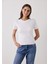 Kırık Beyaz Basic Slim Fit Bisiklet Yaka Tişört 3