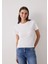 Kırık Beyaz Basic Slim Fit Bisiklet Yaka Tişört 4