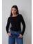 CUPsecret Kendinden Pedli Siyah Bisiklet Yaka Uzun Kollu Slim Fit Üst 4