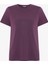 Mor Bisiklet Yaka Kısa Kollu Modal Tişört 1