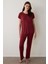 Bordo Freya Bisiklet Yaka Kısa Kol Pijama Takımı 4