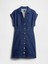 Kadın Koyu Mavi Denim Seamed Mini Elbise 2