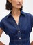 Kadın Koyu Mavi Denim Seamed Mini Elbise 3