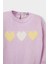 Kız Bebek Bisiklet Yaka Kalp Desenli Triko Kazak C8089A525AU 2