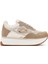Kadın Bej Louise Kalın Tabanlı Bağcıklı Deri Sneaker G03G100026 1