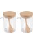 2pcs Bambu Kapaklı Şeker Kasesi ve Mutfak Stora Için Kaşık Temiz Cam Teneke Kutu Kavanoz (Yurt Dışından) 2