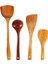 4pcs Ahşap Kürek Kaşık Non Sopa Ahşap Uzun Pirinç Spatula Mutfak Pişirme Emir El Ele Kızartma Araçları Setleri (Yurt Dışından) 3