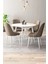 Adel Serisi Beyaz 90X90 Mdf Masa mutfak Masa Takımı, yemek Odası Takımı 4 Adet Sandalye 1