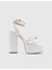 Alcott Hakiki Yılan Baskılı Deri Kadın Beyaz Topuklu sandalet 3
