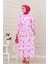 Kuşaklı Çiçekli Lina Elbise-Pembe 3