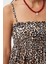 Leopar Desenli Askılı Viskon Elbise LUB0143 Siyah Bej 7