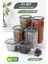 6 Parça Kare Erzak Saklama Kabı Seti - Bakliyat Saklama Kutusu Baharatlık Çerezlik 550-1200-1750 ml 1