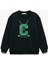 Uzun Kollu Bisiklet Yaka Baskılı Şardonlu Sweatshirt 1