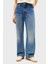 Loose Fit Orta Bel Geniş Paça Liyosel Jeans Bayan Kot Pantolon WW0WW47151 1A5 1