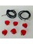 ( 6 x Adet ) 1 Set Red Heart Şeffaf Cam Kırmızı Kalp Bileklik & Küpe & Kolye 4
