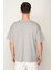 Gri Oversıze Bisiklet Yaka Erkek T-Shirt E1025 4