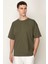 Haki Oversıze Bisiklet Yaka Erkek T-Shirt E1025 1