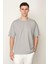 Gri Oversıze Bisiklet Yaka Erkek T-Shirt E1025 1