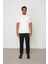 Beyaz Regular Fit Dik Yaka Erkek T-Shirt E1013 4