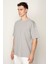 Gri Oversıze Bisiklet Yaka Erkek T-Shirt E1025 2