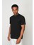 Siyah Regular Fit Dik Yaka Erkek T-Shirt E1013 1