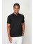 Siyah Regular Fit Dik Yaka Erkek T-Shirt E1007 1