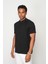 Siyah Regular Fit Dik Yaka Erkek T-Shirt E1007 2