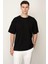 Siyah Oversıze Bisiklet Yaka Erkek T-Shirt E1025 1