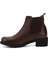 Kadın Kahve Kalın Topuklu Hakiki Deri Chelsea Bot 4